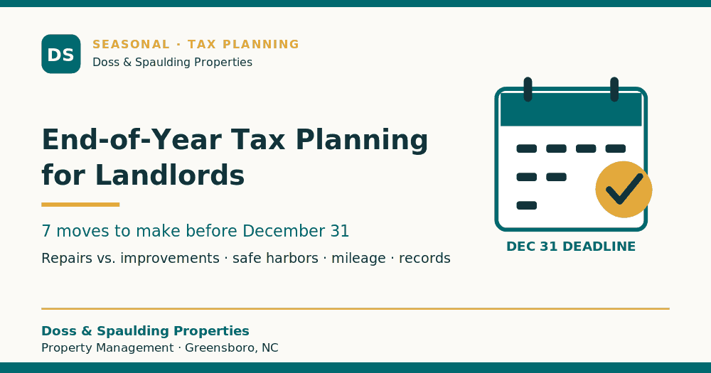 End-of-Year Tax Planning for Landlords: 7 Moves to Make Before December 31